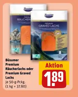 REWE DE Büsumer premium räucherlachs oder premium graved lachs tilbud