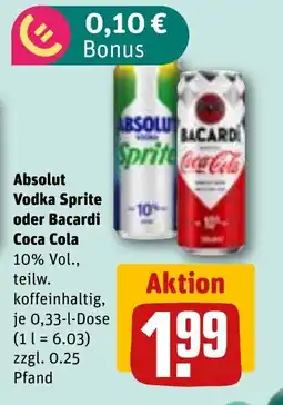 REWE DE Absolut vodka sprite oder bacardi coca cola tilbud