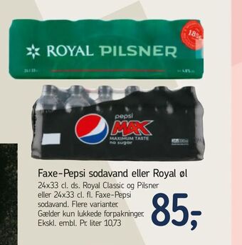 Føtex Faxe-Pepsi sodavand eller Royal øl tilbud