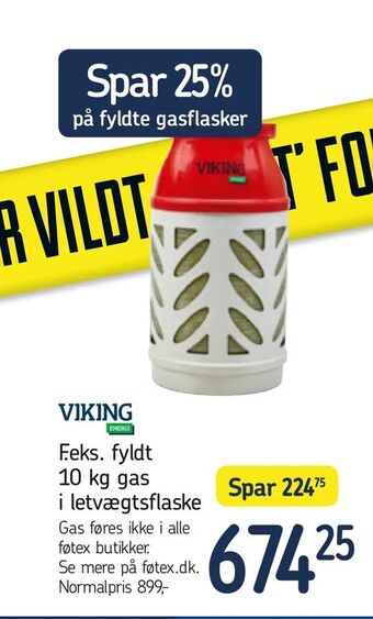 Føtex Fyldt 10 kg gas i letvægtsflaske tilbud