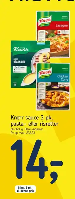 Føtex Knorr sauce 3 pk, pasta- eller risretter tilbud