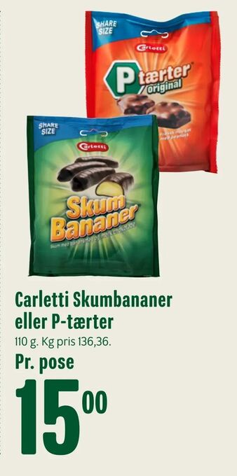 Min Købmand Carletti Skumbananer eller P-tærter tilbud