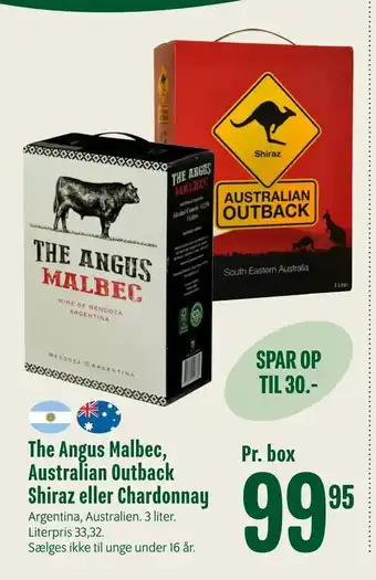 The Angus Malbec, Australian Outback Shiraz eller Chardonnay