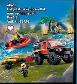 Lego Firhjulstrukket brandbil med redningsbåd tilbud