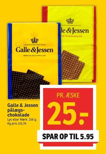 SPAR Galle & Jessen pålægschokolade tilbud