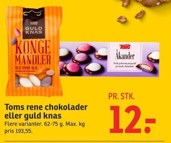 SPAR Toms rene chokolader eller guld knas tilbud