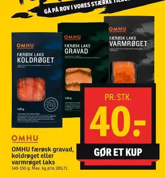 SPAR OMHU færøsk gravad, koldrøget eller varmrøget laks tilbud
