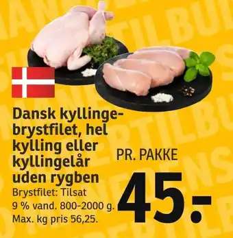 SPAR Dansk kyllinge brystfilet, hel kylling eller kyllingelår uden rygben tilbud