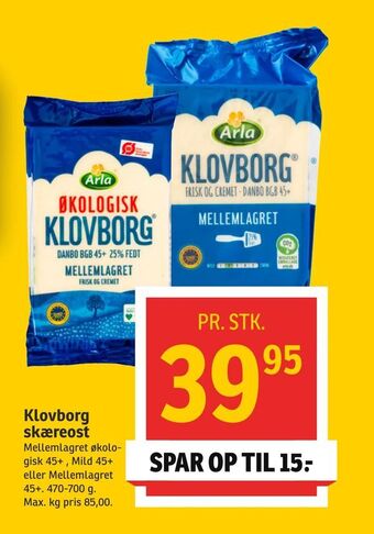 SPAR Klovborg skæreost tilbud