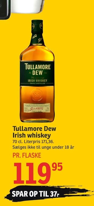SPAR Tullamore Dew Irish whiskey tilbud