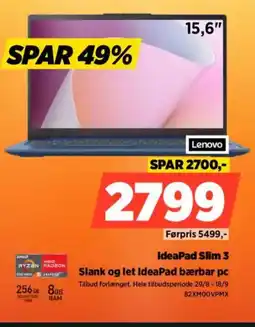 Power Lenovo IdeaPad Slim 3 Slank og let IdeaPad bærbar pc tilbud