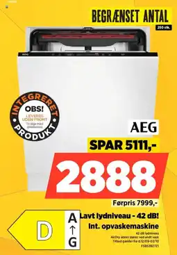 Power AEG Int. opvaskemaskine Lavt lydniveau - 42 dB! tilbud