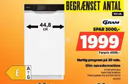 Power GRAM Hurtig program på 30 min. Slim opvaskemaskine tilbud