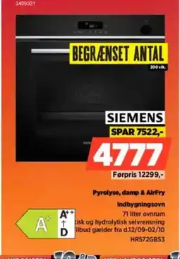 Power SIEMENS Pyrolyse, damp & AirFry Indbygningsovn tilbud