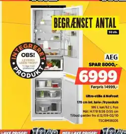 Power AEG Ultra-stille & NoFrost int. køle-/fryseskab tilbud