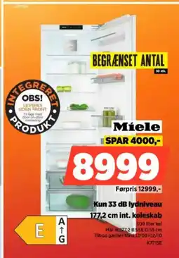 Power Miele Kun 33 dB lydniveau int. køleskab tilbud