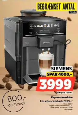 Power SIEMEN Espressomaskine Pris efter cashback: 3199,-* S tilbud