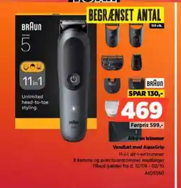 Power BRAUN Vandtæt med AquaGrip Alt-i-en trimmer tilbud