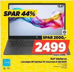 Power Hp 15,6" bærbar pc letvægts hp bærbar pc med hele 8 gb ram! tilbud