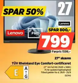 Power 27" skærm TÜV Rheinland Eye Comfort-certificeret tilbud