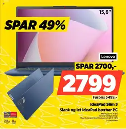 Power Lenovo IdeaPad Slim 3 Slank og let IdeaPad bærbar PC tilbud