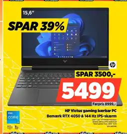 Power HP Victus gaming bærbar PC Bemærk RTX 4050 & 144 Hz IPS-skærm tilbud