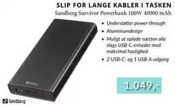 CBC Sandberg Survivor Powerbank 100W 40000 mAh, DKK 1049 tilbud
