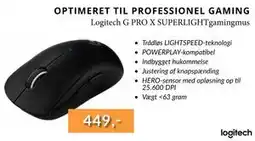CBC Logitech G PRO X SUPERLIGHTgamingmus, DKK 449 tilbud