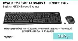 CBC Logitech MK270 keyboard og mus, DKK 349 tilbud