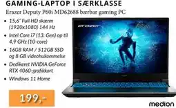 CBC Erazer Deputy P60i MD62688 bærbar gaming PC, DKK 199 tilbud
