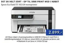 CBC Epson EcoTank ET-M2120 monoprinter, DKK 2899 tilbud