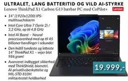 CBC Lenovo ThinkPad X1 Carbon G13 bærbar PC med CoPilot+, DKK 19999 tilbud