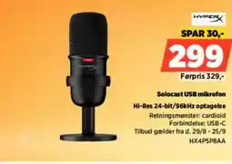 Power HYPER Solocast USB mikrofon Hi-Res 24-bit/96kHz optagelse tilbud