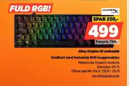 Power Alloy Origins 65 mekanisk Holdbart med fantastisk RGB-baggrundslys tilbud