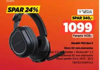 Power TURTLE BEACH Stealth 700 Gen 3 Store 60 mm elementer tilbud
