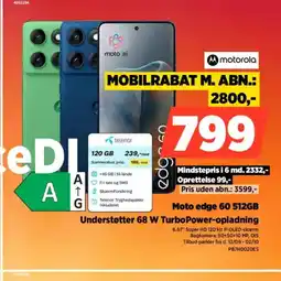 Power Motorola moto edge 60 512gb understøtter 68 w turbopower-opladning tilbud