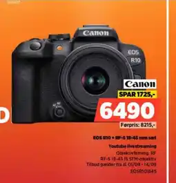 Power Canon EOS R10+ RF-S 18-45 mm sæt Youtube livestreaming tilbud