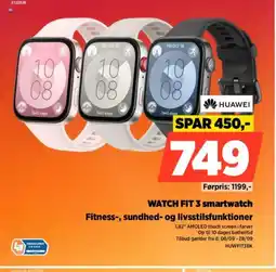 Power HUAWEI WATCH FIT 3 smartwatch Fitness-, sundhed- og livsstilsfunktioner tilbud