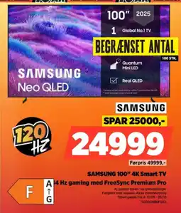 Power SAMSUNG 100" 4K Smart TV A 4 Hz gaming med FreeSync Premium Pro tilbud
