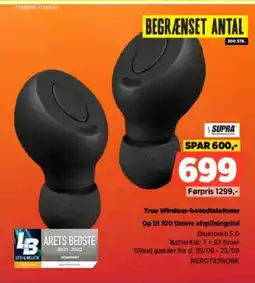 Power SUPRA True Wireless-hovedtelefoner Op til 100 timers afspilningstid tilbud