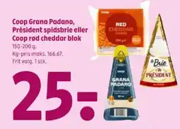Coop 365 Coop Grana Padano, Président spidsbrie eller Coop rød cheddar blok tilbud