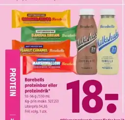 Coop 365 Barebells proteinbar eller proteindrik tilbud