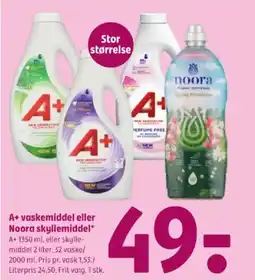 Coop 365 A+ vaskemiddel eller Noora skyllemiddel* tilbud