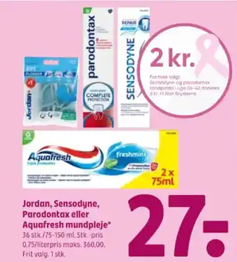 Coop 365 Jordan, Sensodyne, Parodontax eller Aquafresh mundpleje tilbud