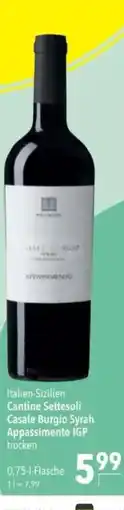 Citti Cantine Settesoli Casale Burgio Syrah Appassimento IGP tilbud