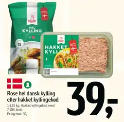 Føtex Rose hel dansk kylling eller hakket kyllingekød tilbud