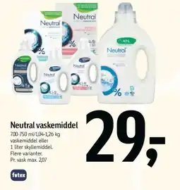 Føtex Neutral vaskemiddel tilbud