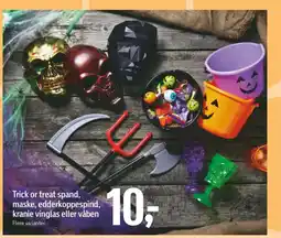 Føtex Trick or treat spand, maske, edderkoppespind, kranie vinglas eller våben tilbud