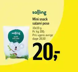 Føtex salling Mini snack salami pose tilbud