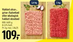 Føtex Hakket okse-, grise-/kalvekød eller økologisk hakket oksekød tilbud